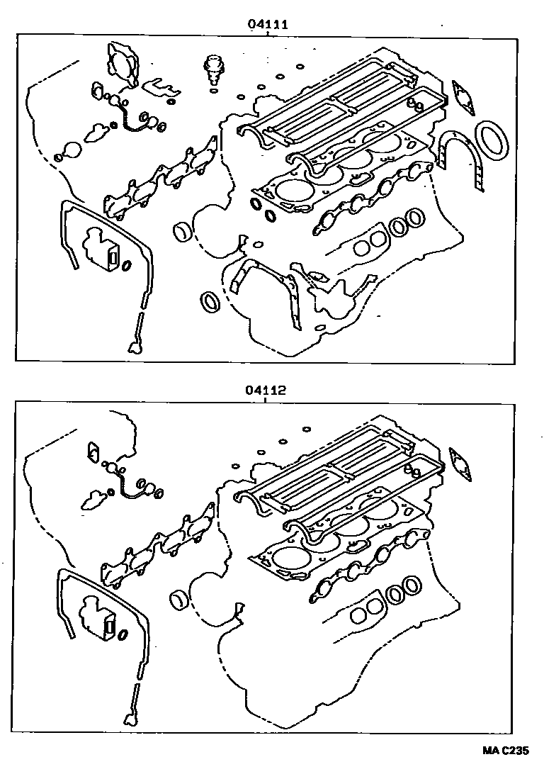 Toyota COROLLA Engine Overhaul Gasket Kit EPC diagram — MAC235