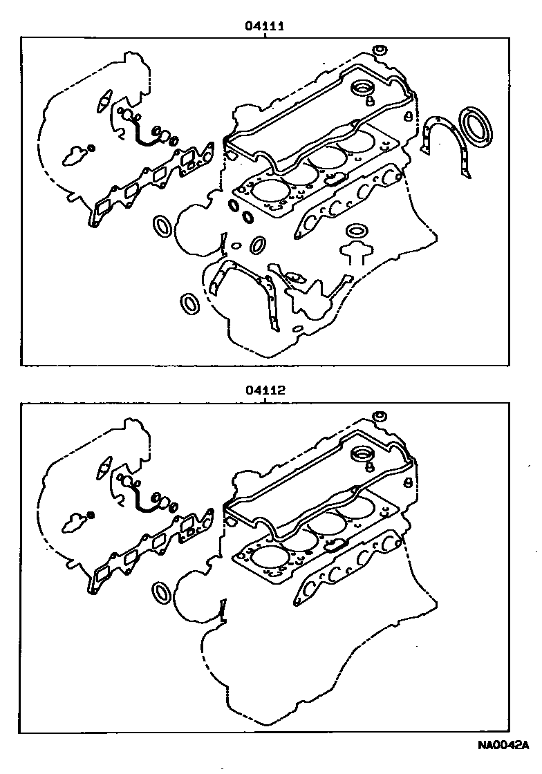 Toyota COROLLA Engine Overhaul Gasket Kit EPC diagram — NA0042A