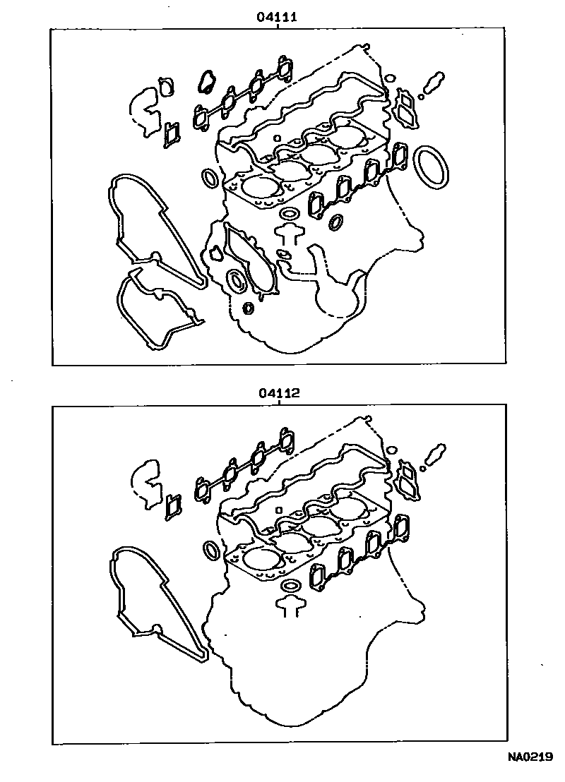 Toyota COROLLA Engine Overhaul Gasket Kit EPC diagram — NA0219