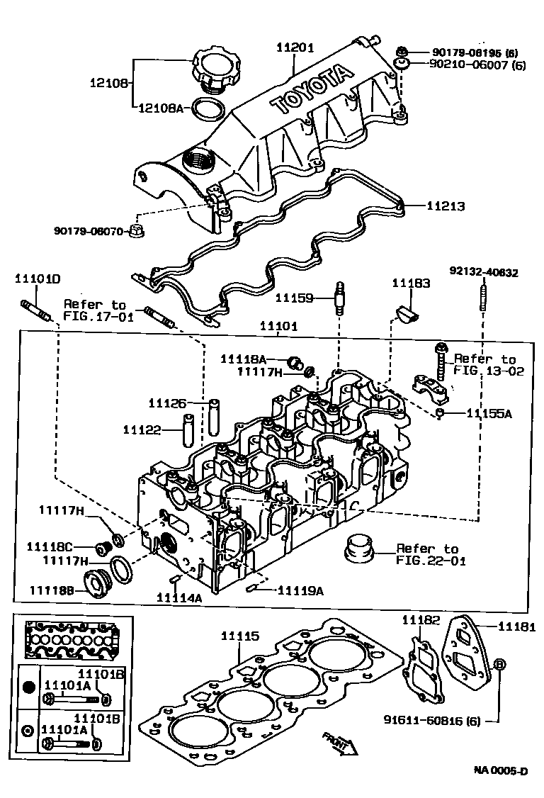 Toyota COROLLA Cylinder Head EPC diagram — NA0005D