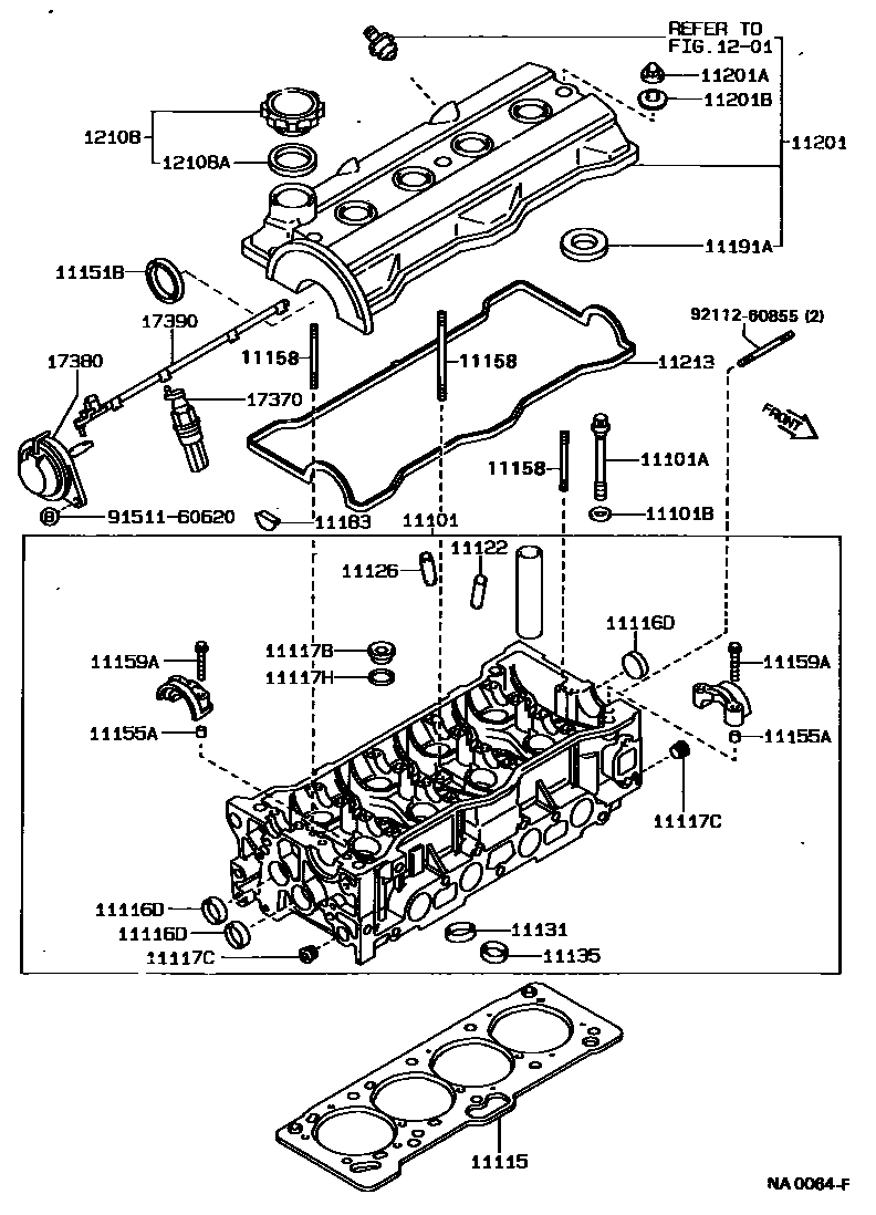 Toyota COROLLA Cylinder Head EPC diagram — NA0064F