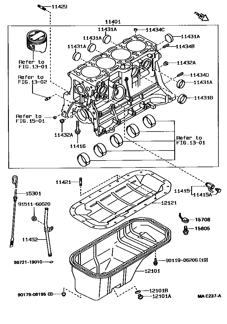 Toyota COROLLA Cylinder Block EPC diagram — MAC237A