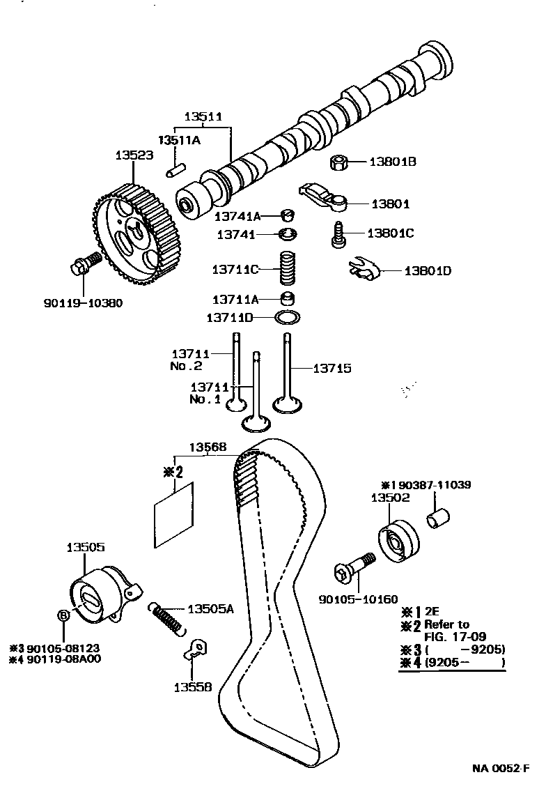 Toyota COROLLA Camshaft & Valve EPC diagram — NA0052F