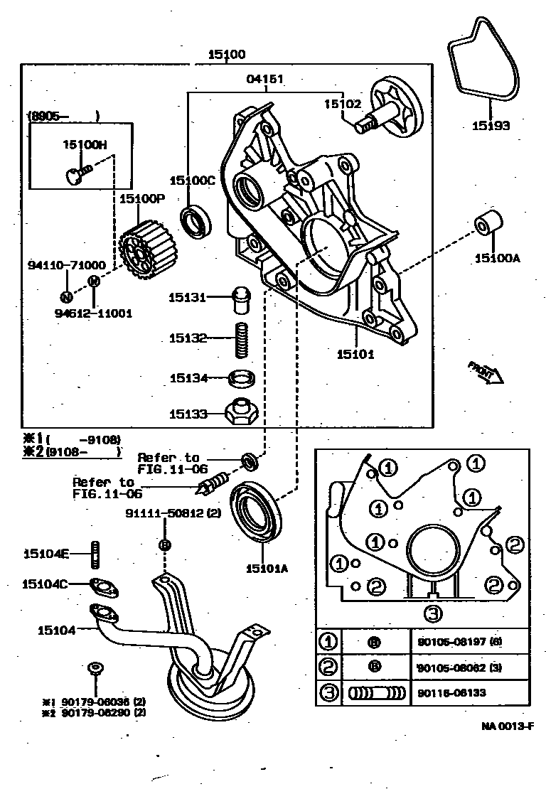 Toyota COROLLA Engine Oil Pump EPC diagram — NA0013F