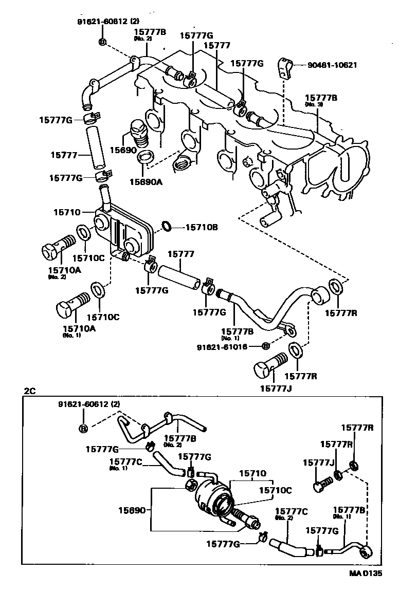 Toyota COROLLA Engine Oil Cooler EPC diagram — MAD135