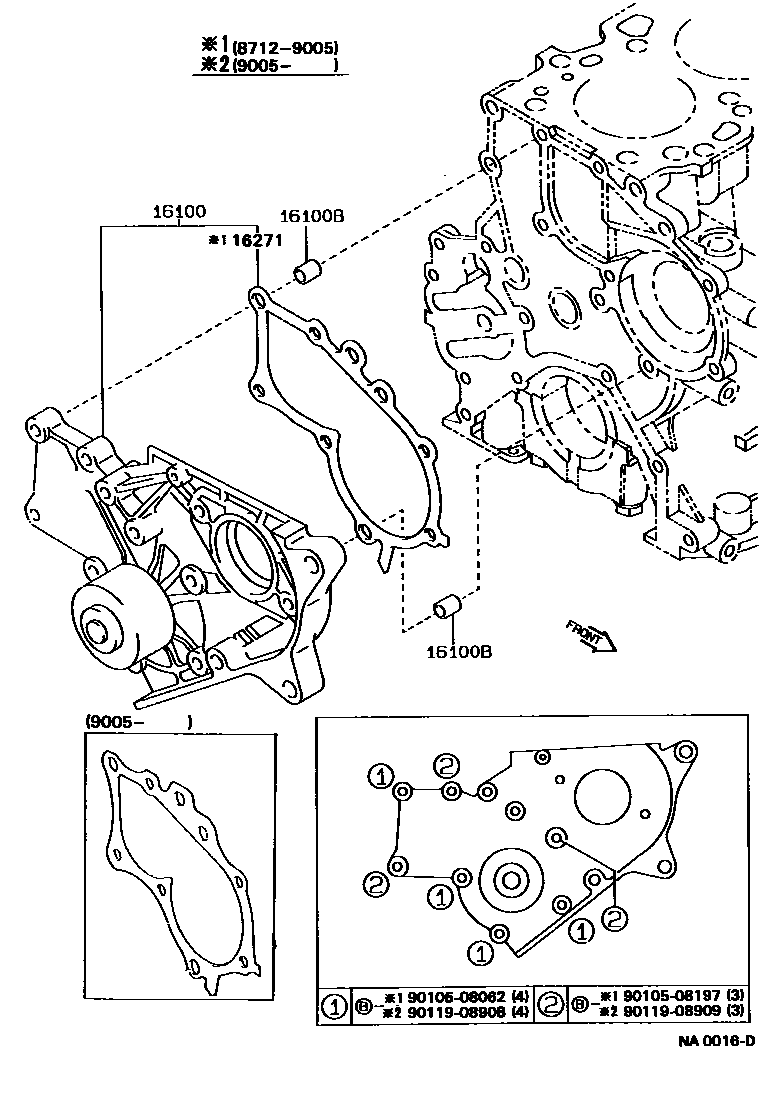 Toyota COROLLA Water Pump EPC diagram — NA0016D
