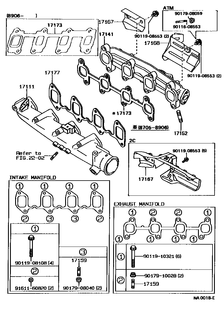 Toyota COROLLA Manifold EPC diagram — NA0018E