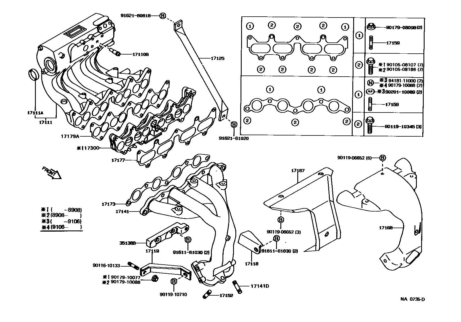 Toyota COROLLA Manifold EPC diagram — NA0735D