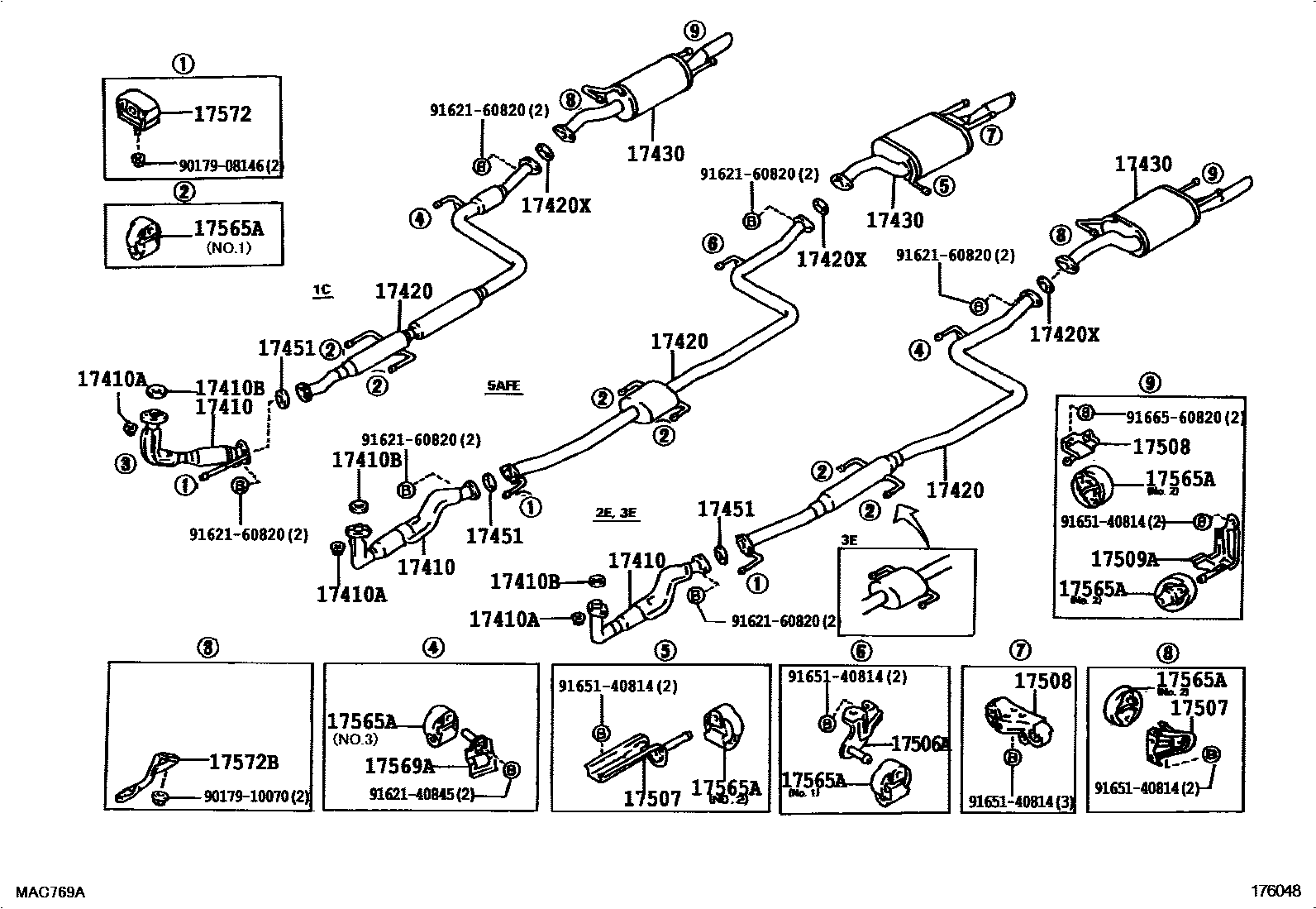 Toyota COROLLA Exhaust Pipe EPC diagram — 176048
