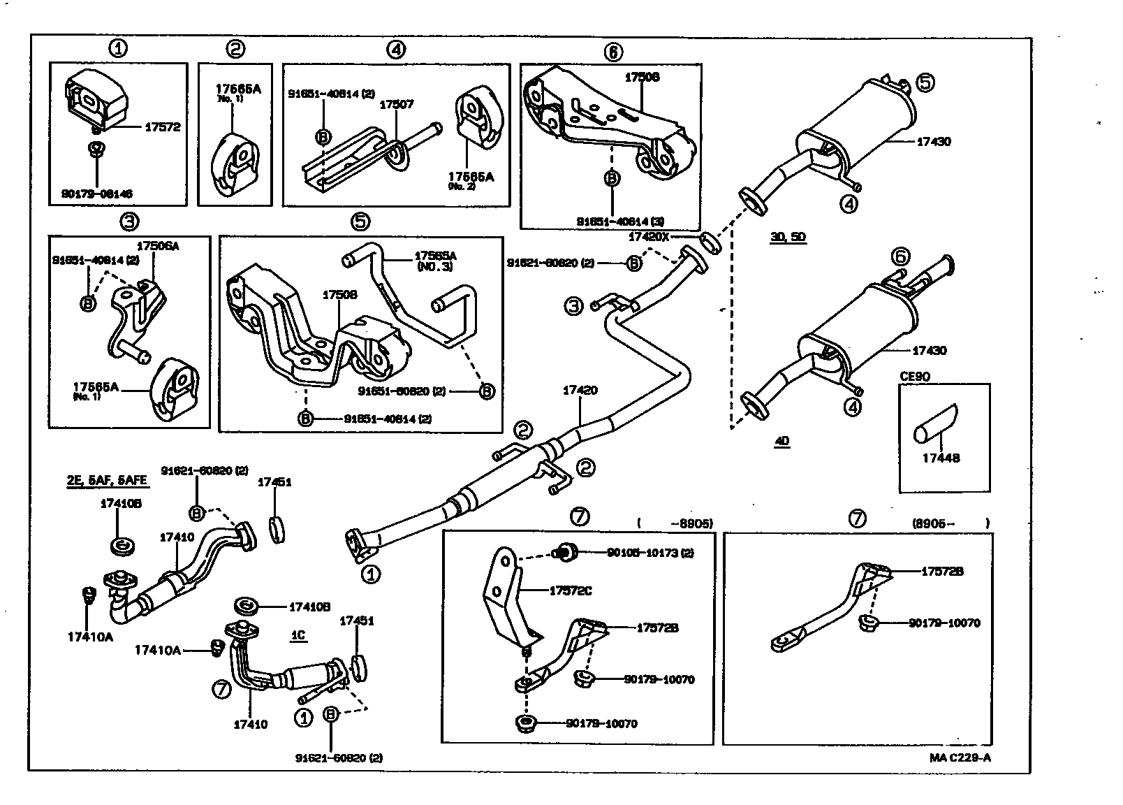 Toyota COROLLA Exhaust Pipe EPC diagram — MAC229A