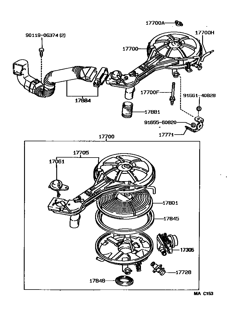 Toyota COROLLA Air Cleaner EPC diagram — MAC153