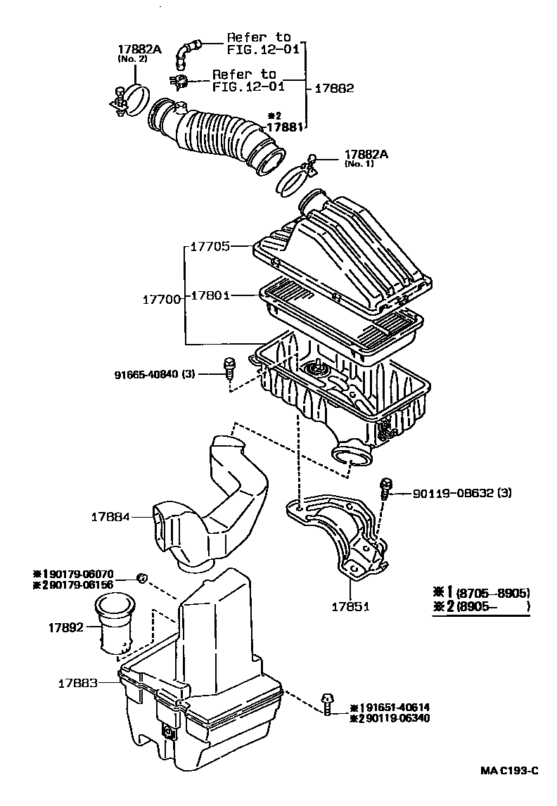 Toyota COROLLA Air Cleaner EPC diagram — MAC193C