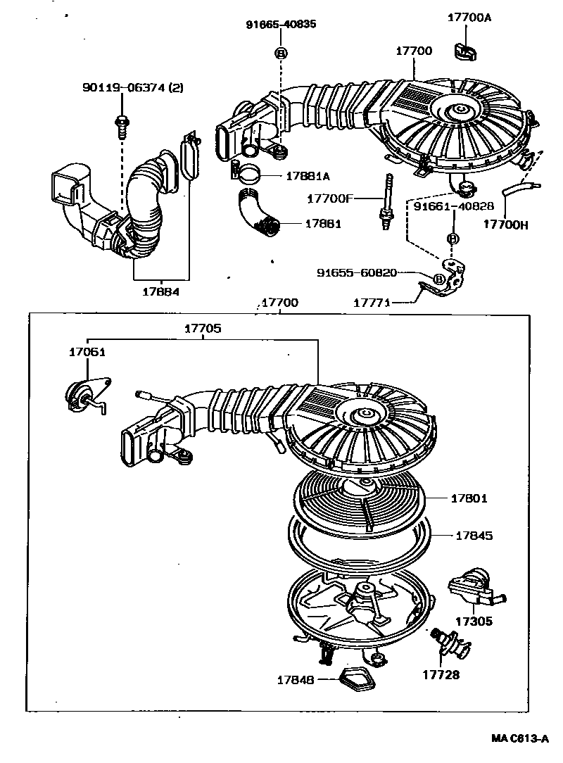 Toyota COROLLA Air Cleaner EPC diagram — MAC613A