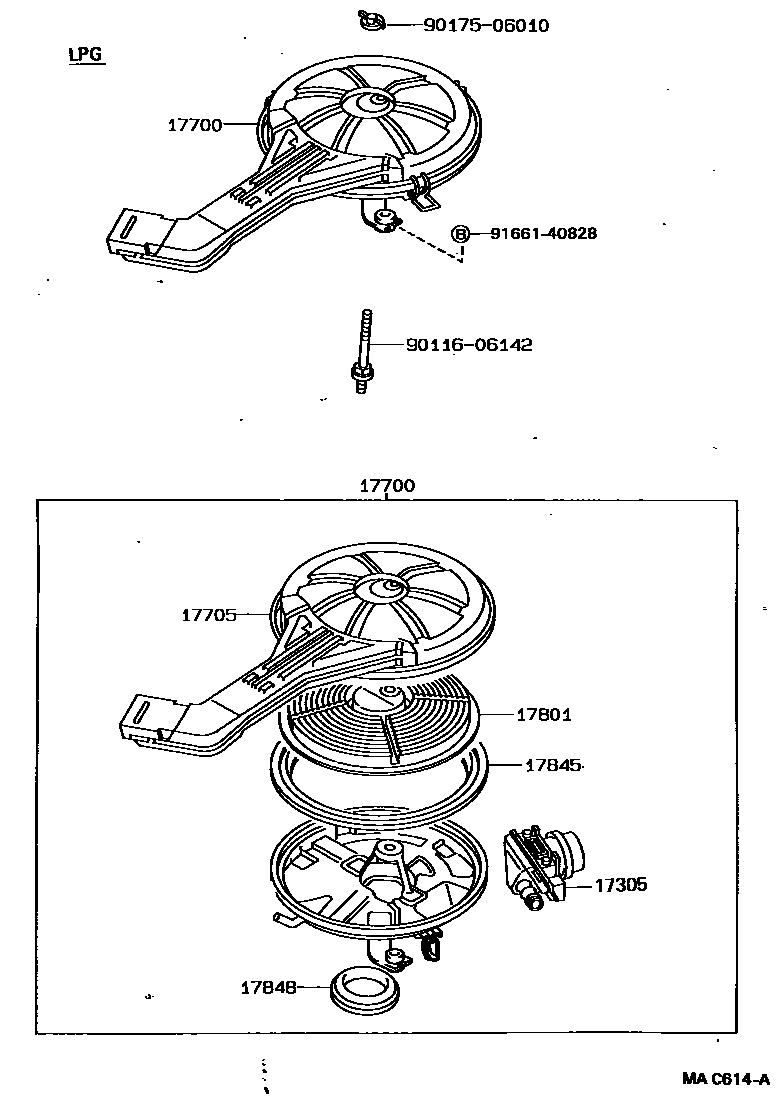 Toyota COROLLA Air Cleaner EPC diagram — MAC614A