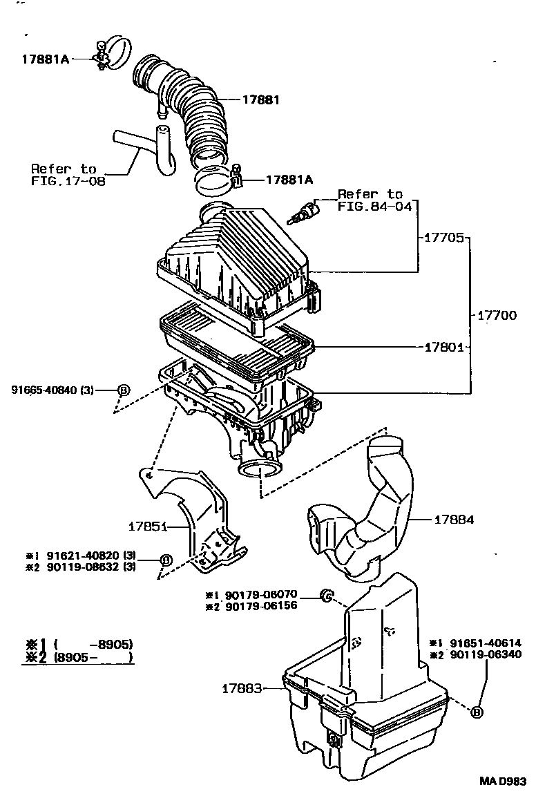 Toyota COROLLA Air Cleaner EPC diagram — MAD983