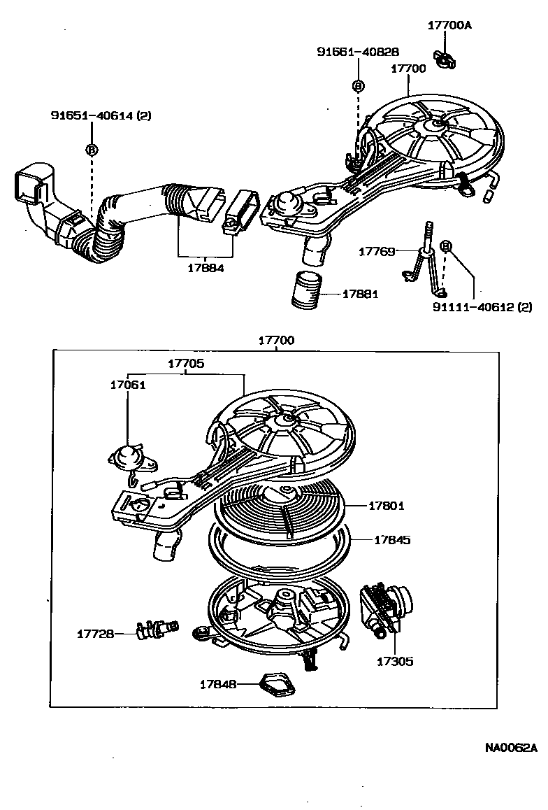Toyota COROLLA Air Cleaner EPC diagram — NA0062A