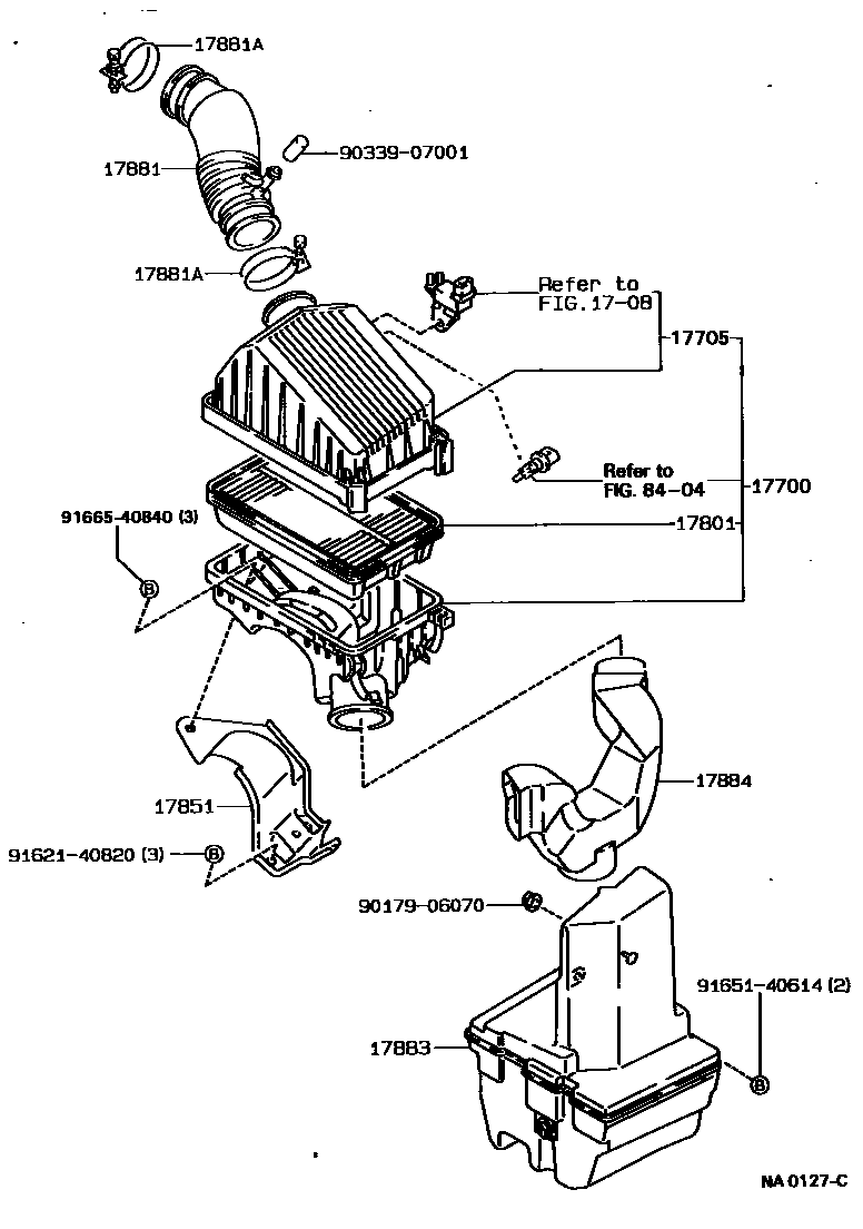 Toyota COROLLA Air Cleaner EPC diagram — NA0127C