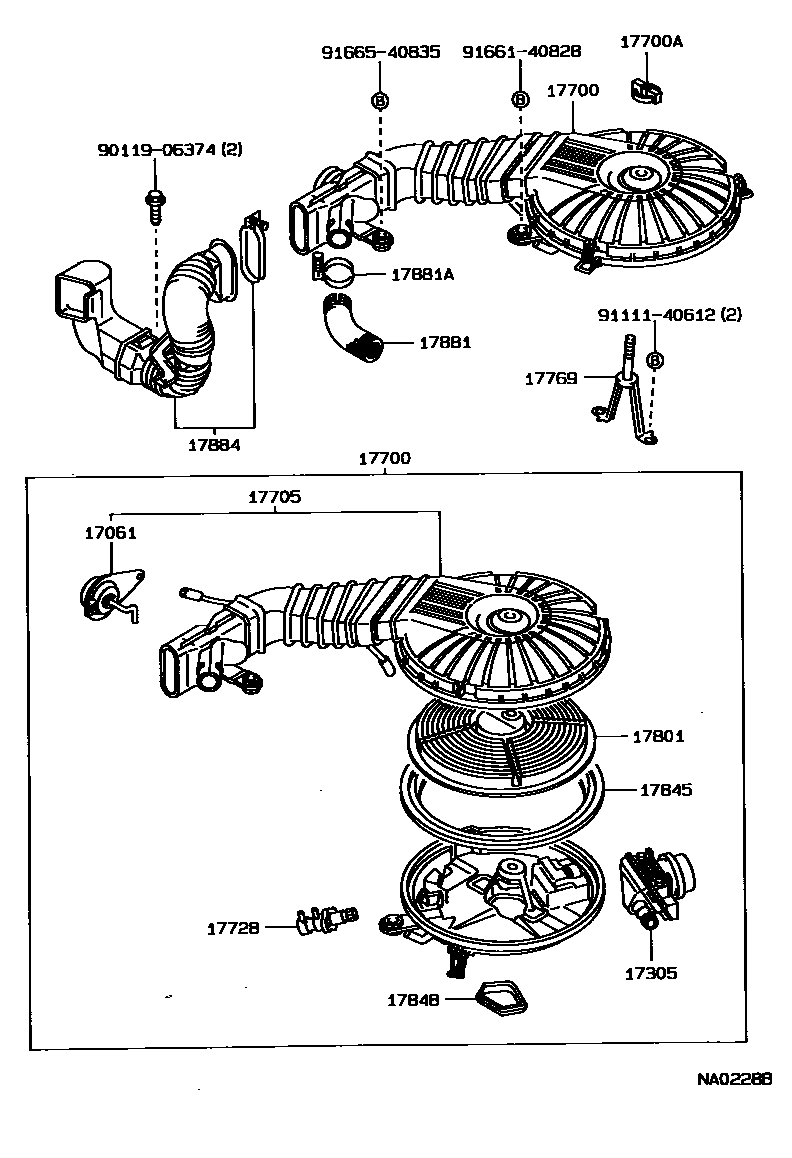Toyota COROLLA Air Cleaner EPC diagram — NA0228B