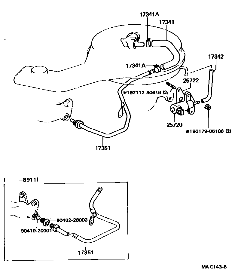 Toyota COROLLA 歧管喷气系统 EPC diagram — MAC143B