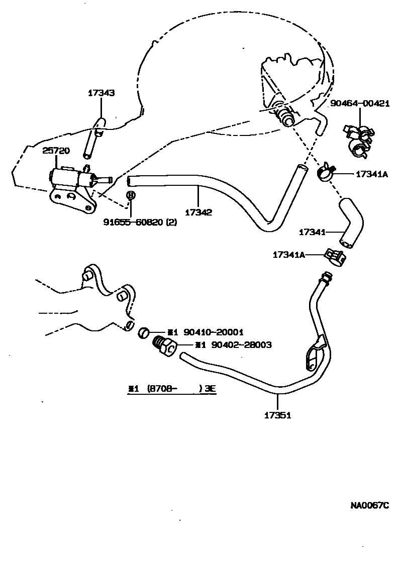 Toyota COROLLA 歧管喷气系统 EPC diagram — NA0067C