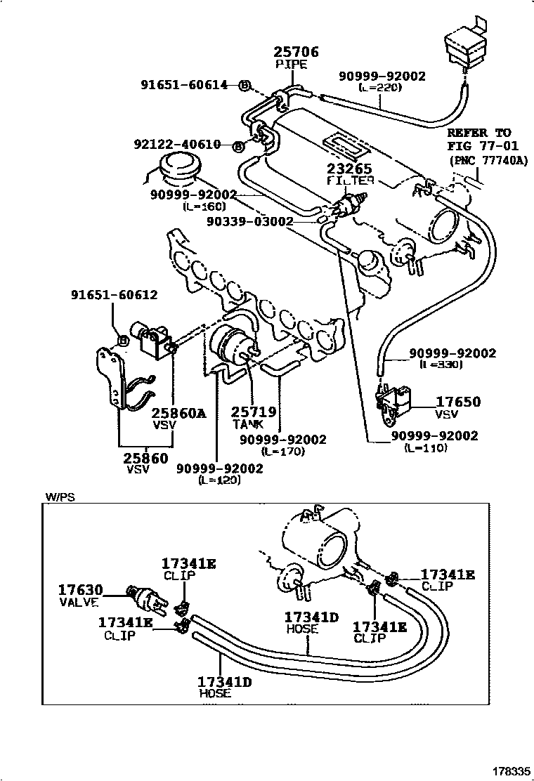 Toyota COROLLA vacuum tube EPC diagram — 178335