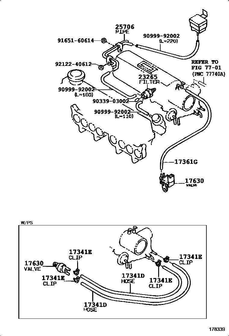 Toyota COROLLA vacuum tube EPC diagram — 178339