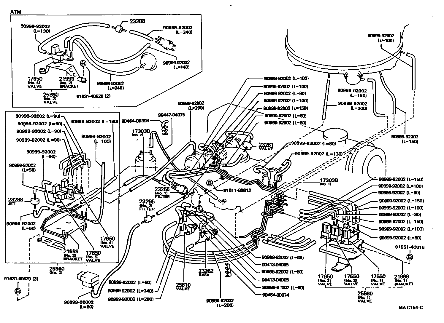 Toyota COROLLA vacuum tube EPC diagram — MAC154C