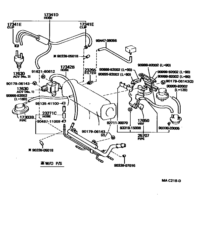 Toyota COROLLA vacuum tube EPC diagram — MAC218D