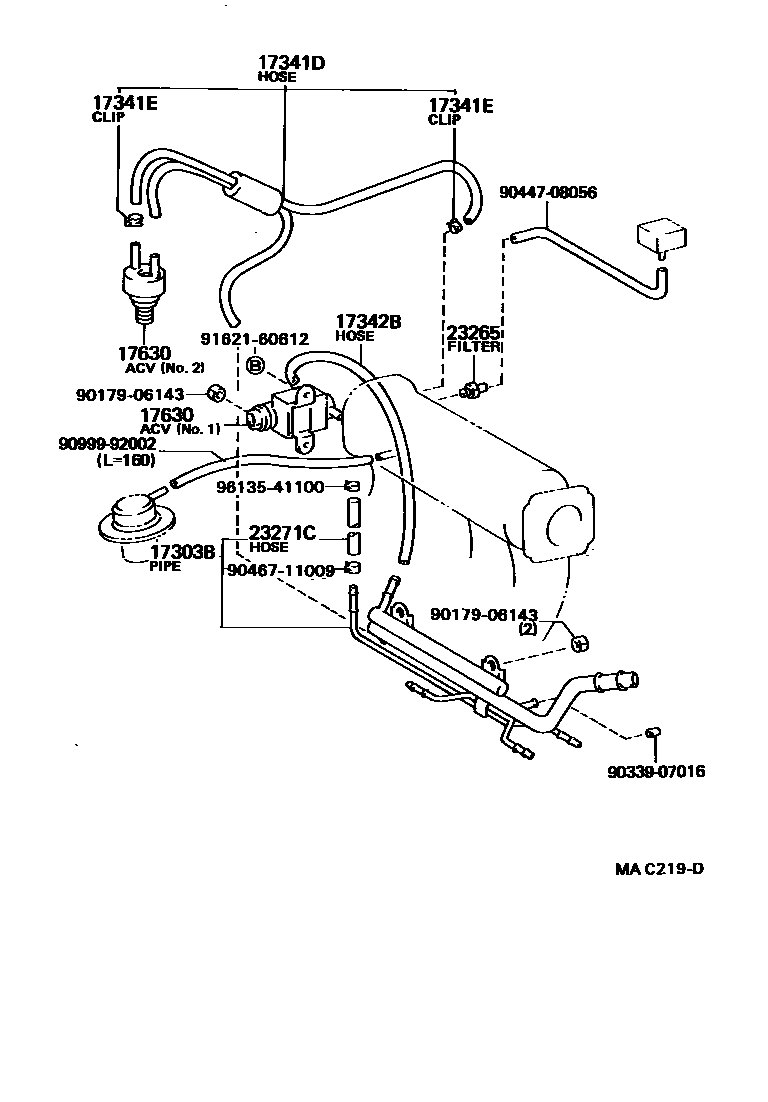 Toyota COROLLA vacuum tube EPC diagram — MAC219D