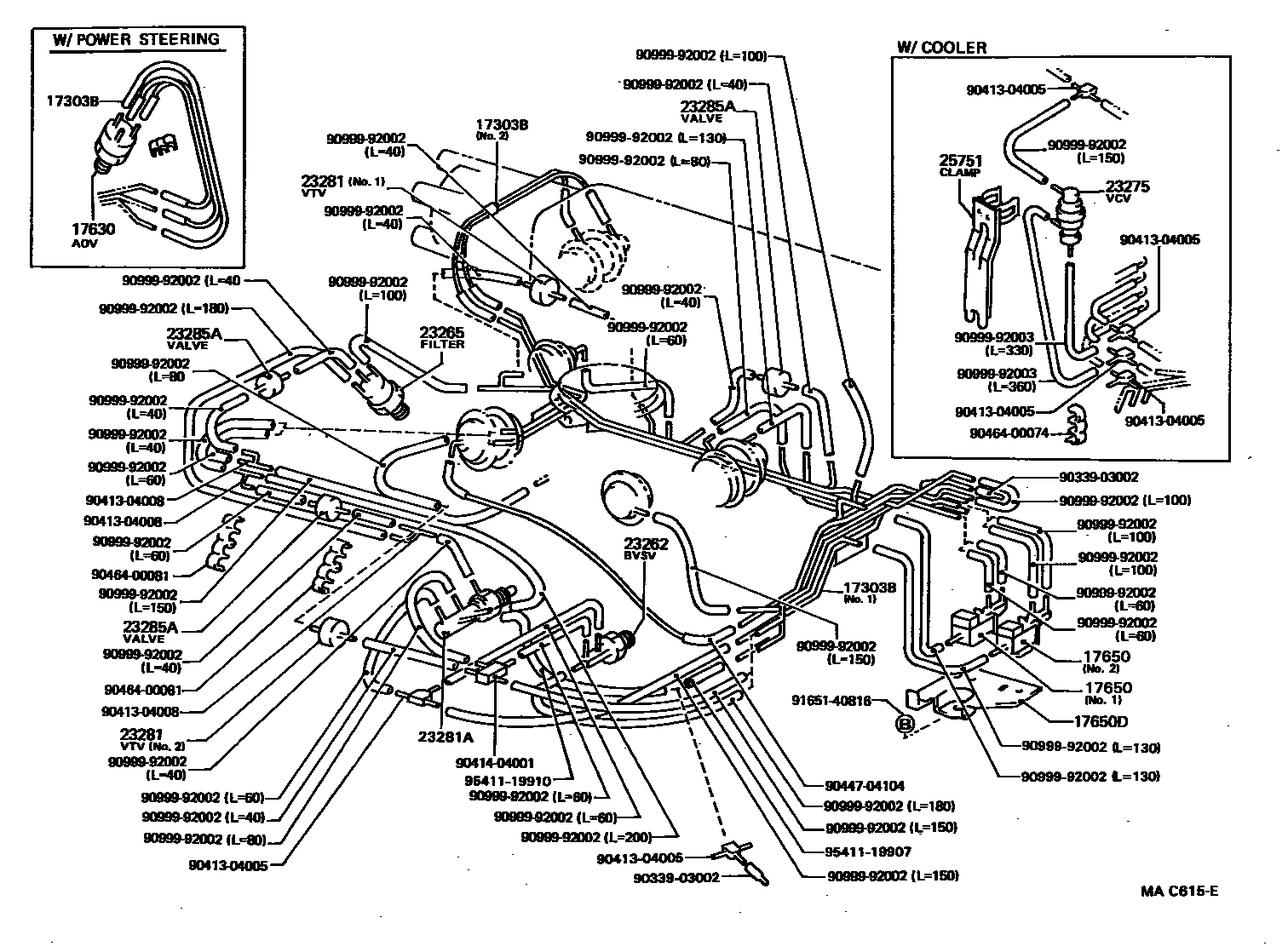 Toyota COROLLA vacuum tube EPC diagram — MAC615E