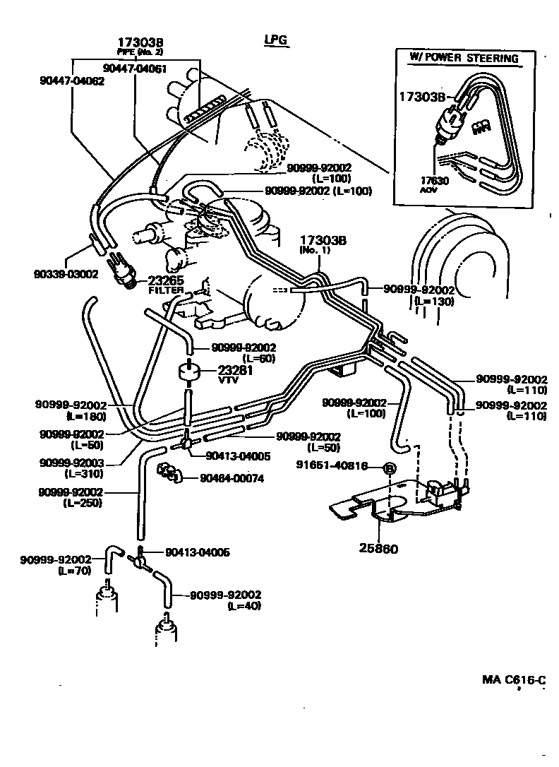 Toyota COROLLA vacuum tube EPC diagram — MAC616C