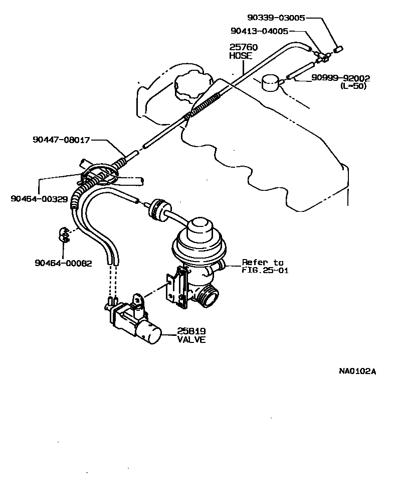 Toyota COROLLA vacuum tube EPC diagram — NA0102A
