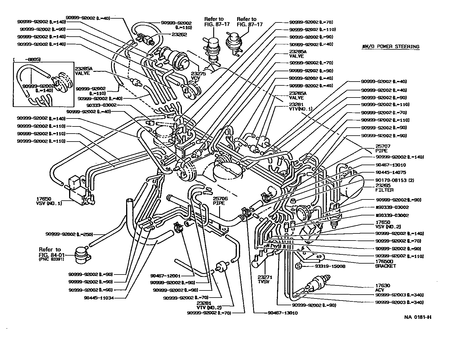 Toyota COROLLA vacuum tube EPC diagram — NA0181H
