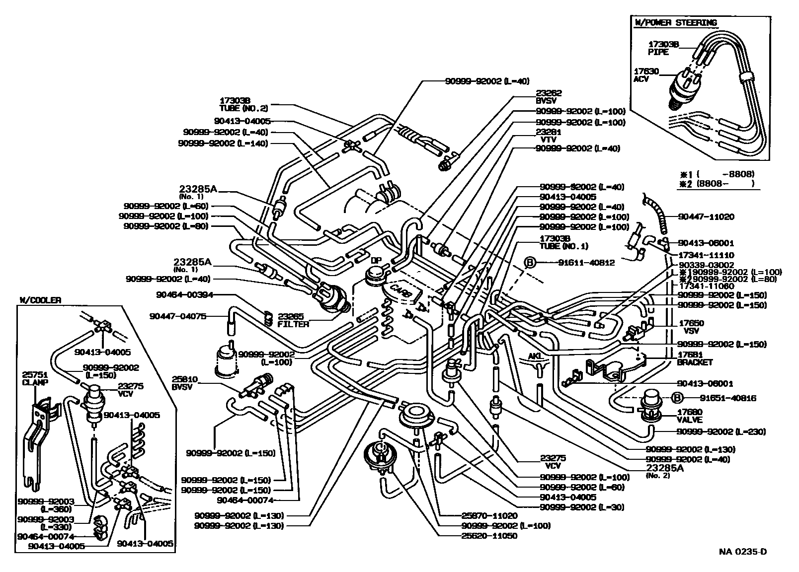 Toyota COROLLA vacuum tube EPC diagram — NA0235D
