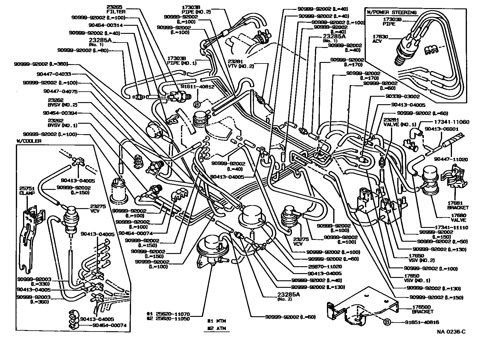 Toyota COROLLA vacuum tube EPC diagram — NA0236C