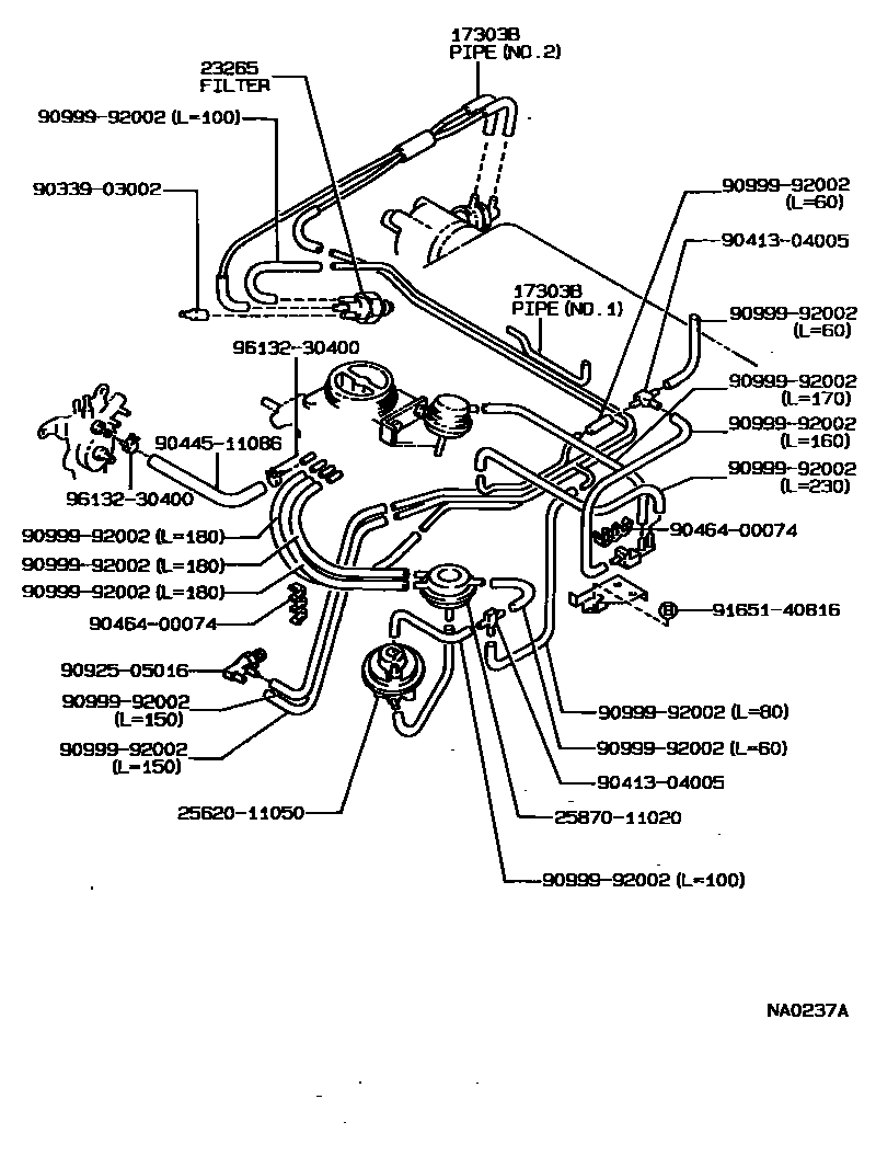 Toyota COROLLA vacuum tube EPC diagram — NA0237A