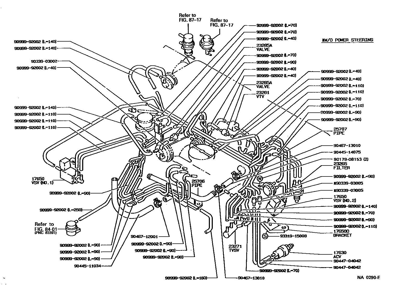 Toyota COROLLA vacuum tube EPC diagram — NA0290E
