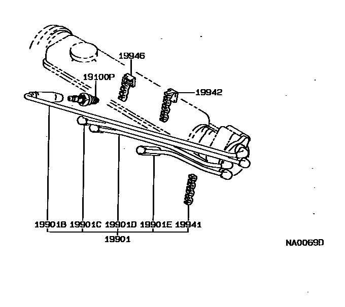 Toyota COROLLA 点火线圈和火花塞 EPC diagram — NA0069D
