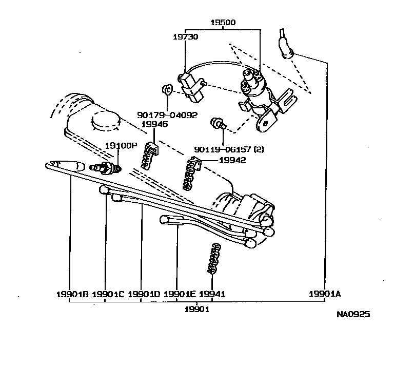 Toyota COROLLA 点火线圈和火花塞 EPC diagram — NA0925
