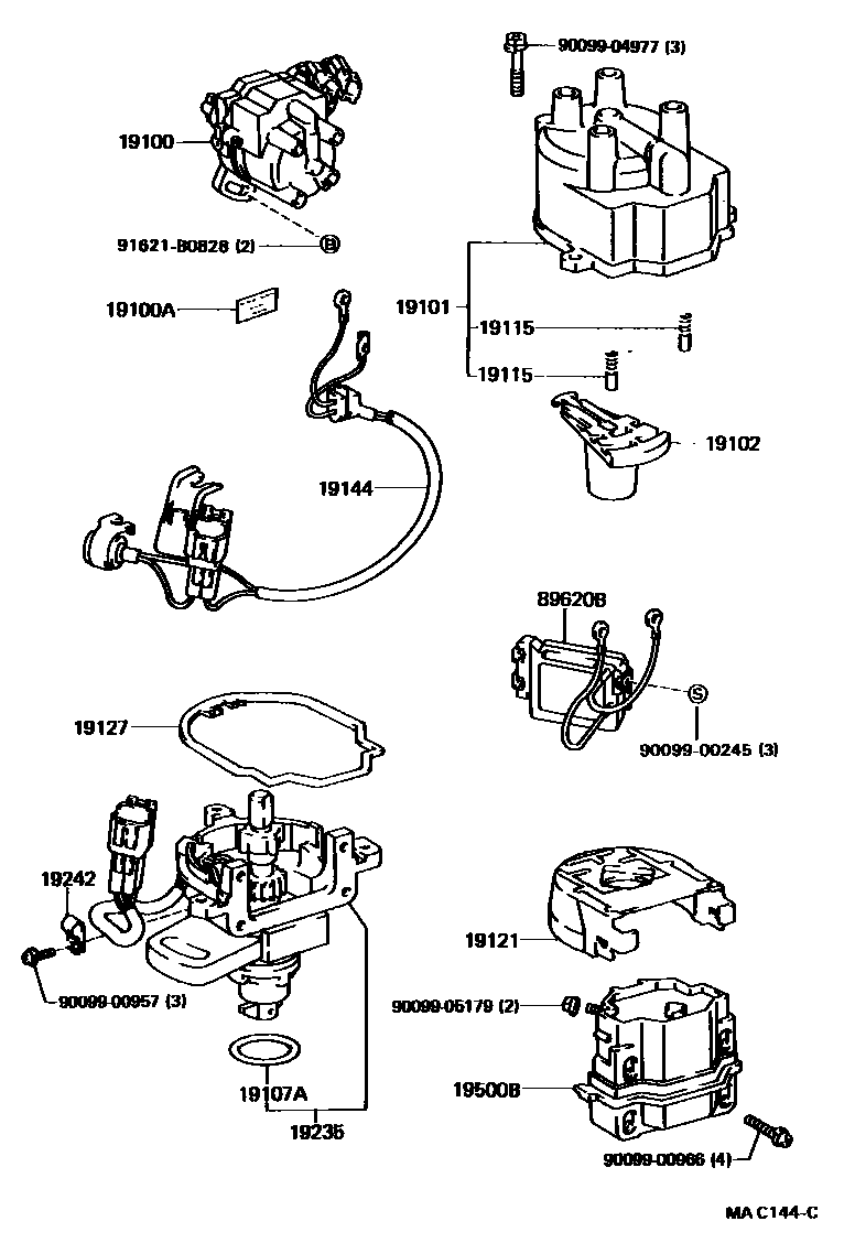 Toyota COROLLA 分电器 EPC diagram — MAC144C