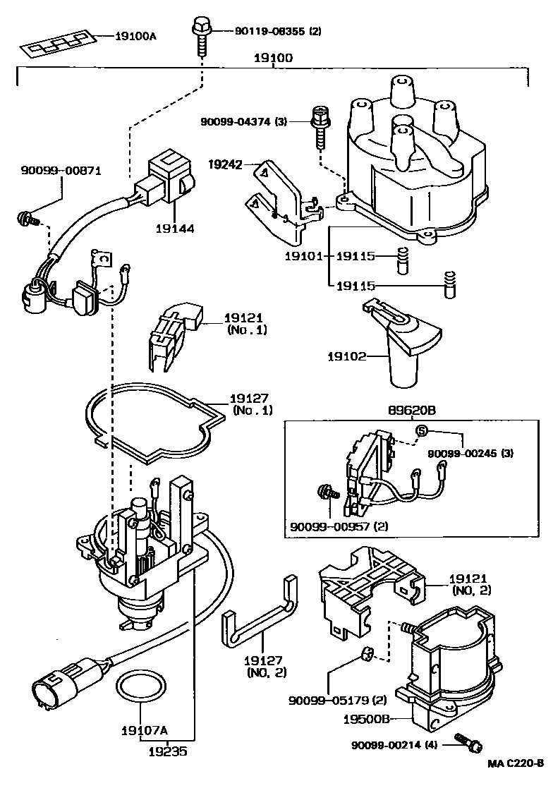 Toyota COROLLA 分电器 EPC diagram — MAC220B
