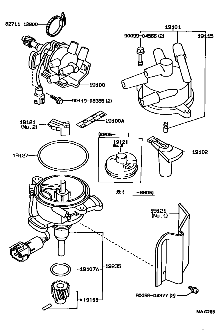 Toyota COROLLA 分电器 EPC diagram — MAG285