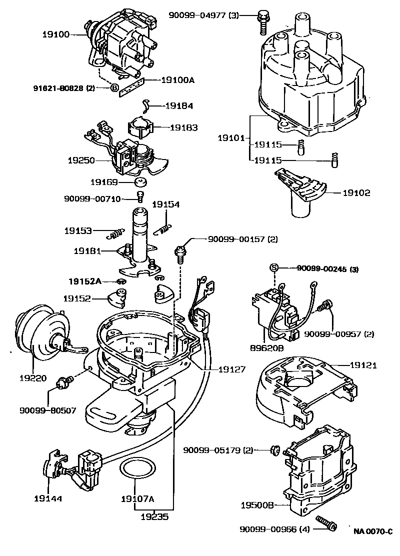 Toyota COROLLA 分电器 EPC diagram — NA0070C
