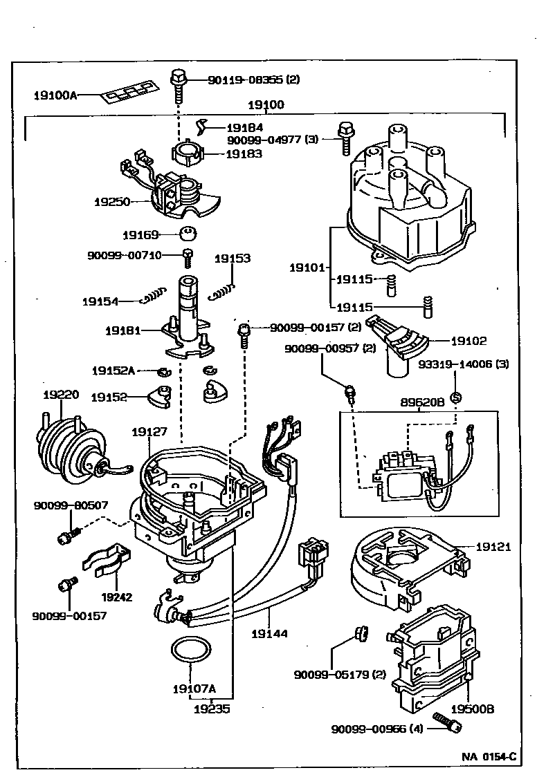 Toyota COROLLA 分电器 EPC diagram — NA0154C