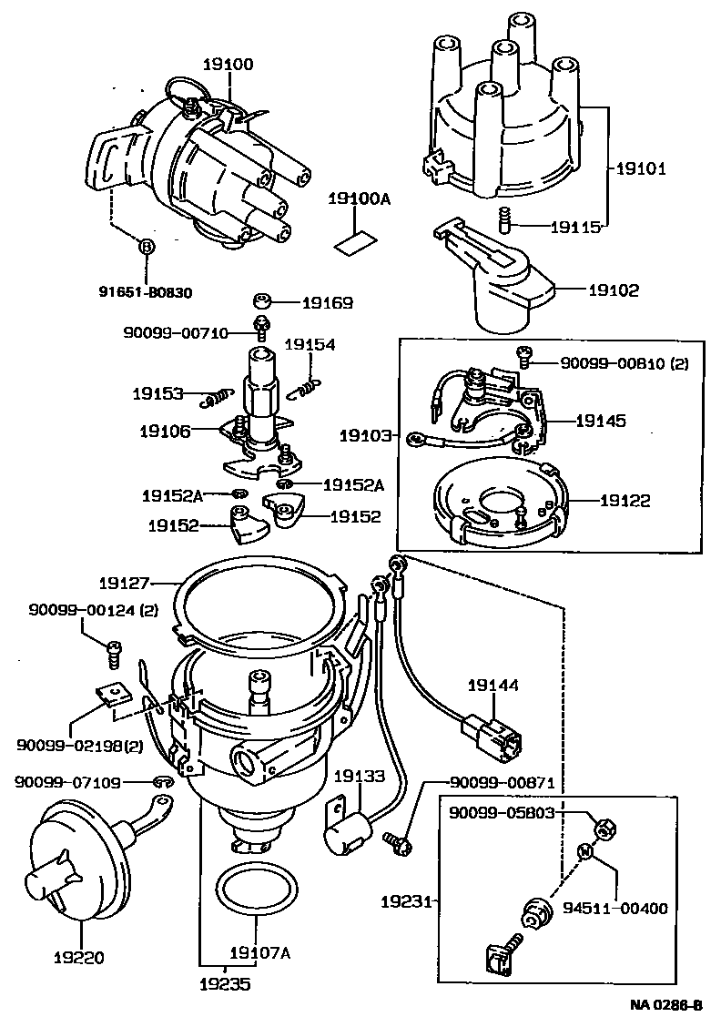 Toyota COROLLA 分电器 EPC diagram — NA0286B