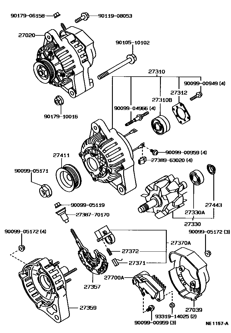 Toyota COROLLA Alternator EPC diagram — NE1157A