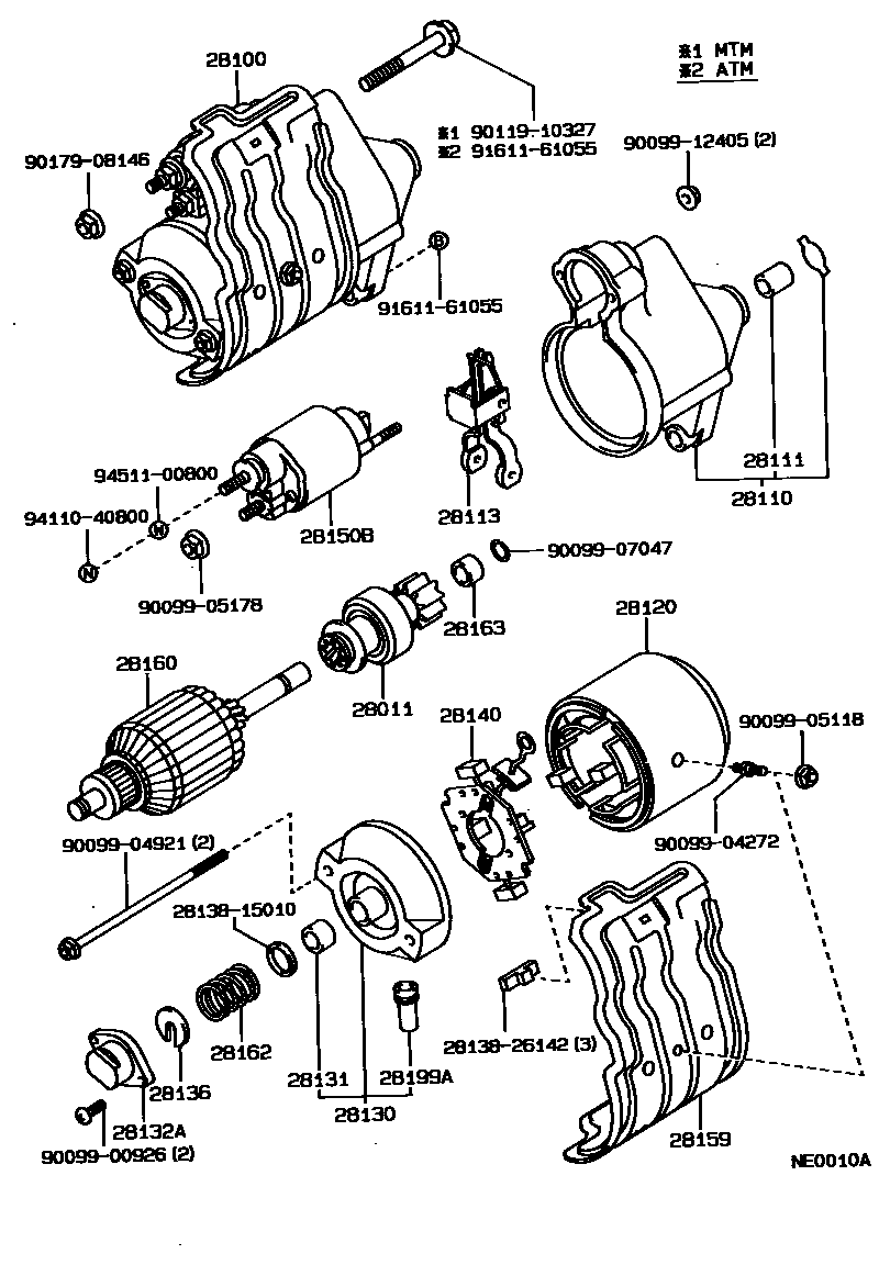 Toyota COROLLA 起动机 EPC diagram — NE0010A