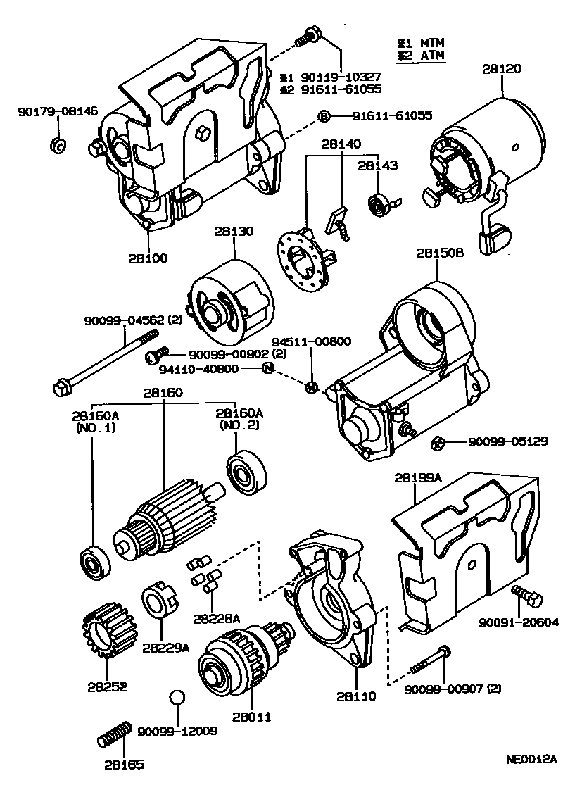 Toyota COROLLA 起动机 EPC diagram — NE0012A