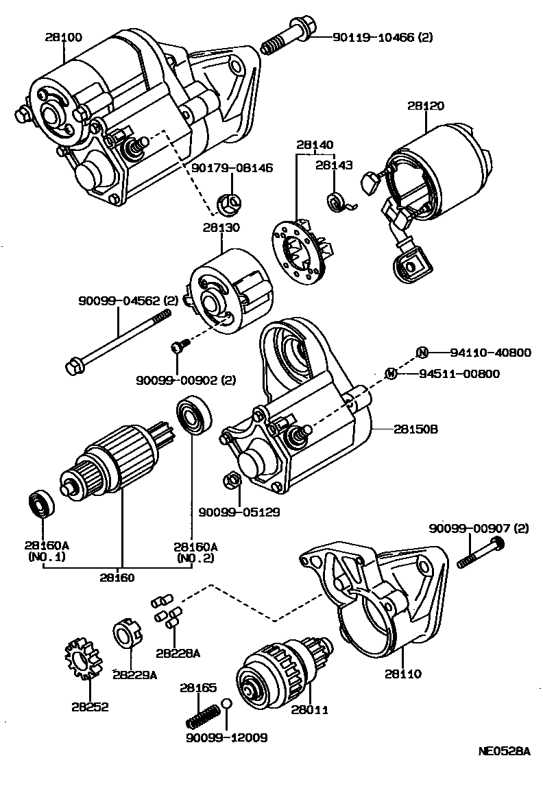 Toyota COROLLA 起动机 EPC diagram — NE0528A