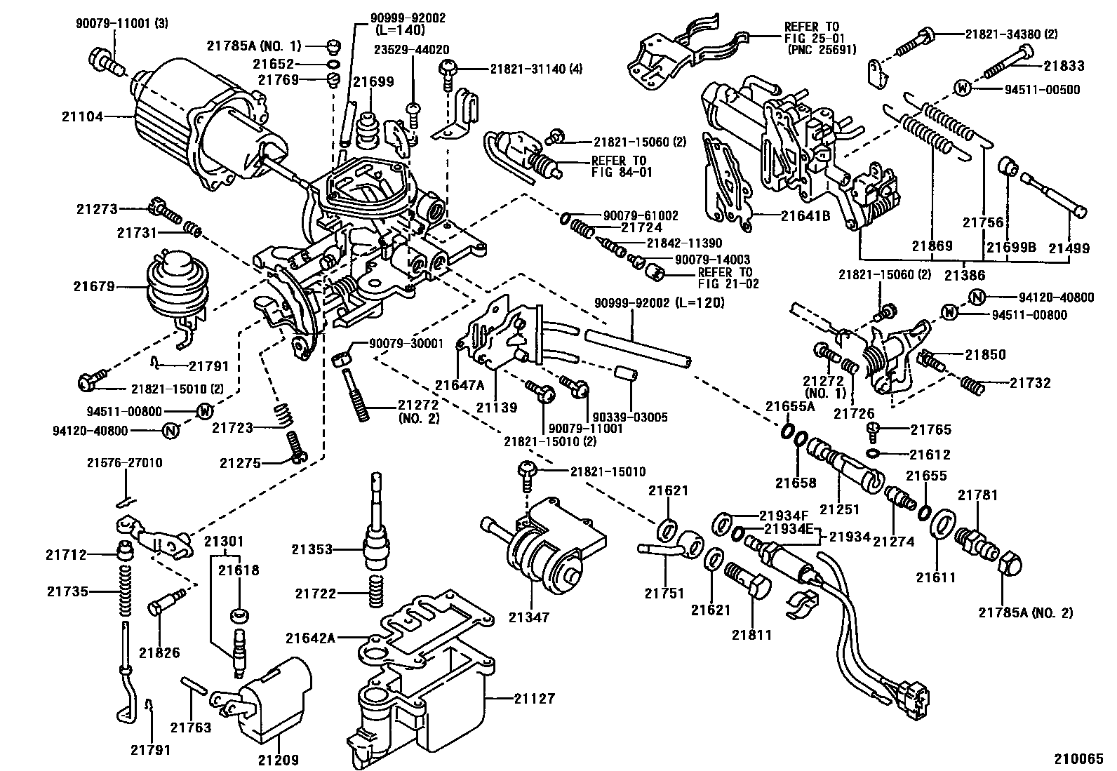Toyota COROLLA 化油器 EPC diagram — 210065